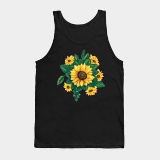 Cute Sunflower Bouquet Sticker Tank Top